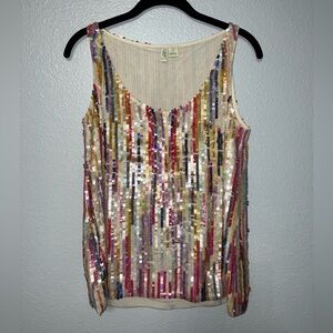 J. Crew Collection Colorful Sequin Silk Tank Top